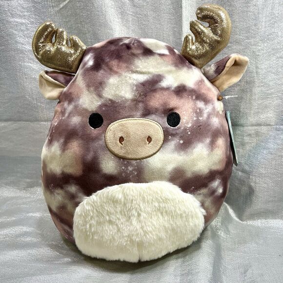 Squishmallows GREGGOR 14" Brown-White Moose Fuzzy Tummy Pattern with Tag - Picture 1 of 8